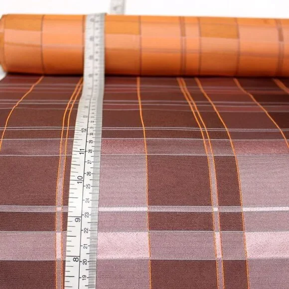 100%silk Dusty Rose‎ Plaid Silk Fabric By the Half Yard Width 27" F281 - Picture 7 of 9
